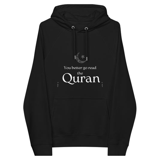 Read the Quran Unisex eco raglan hoodie